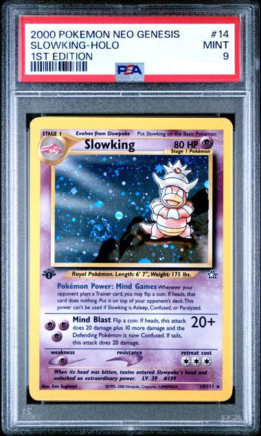 SLOWKING-HOLO 1ST EDITION 2000 POKEMON NEO GENESIS 1ST EDITION PSA MINT 9