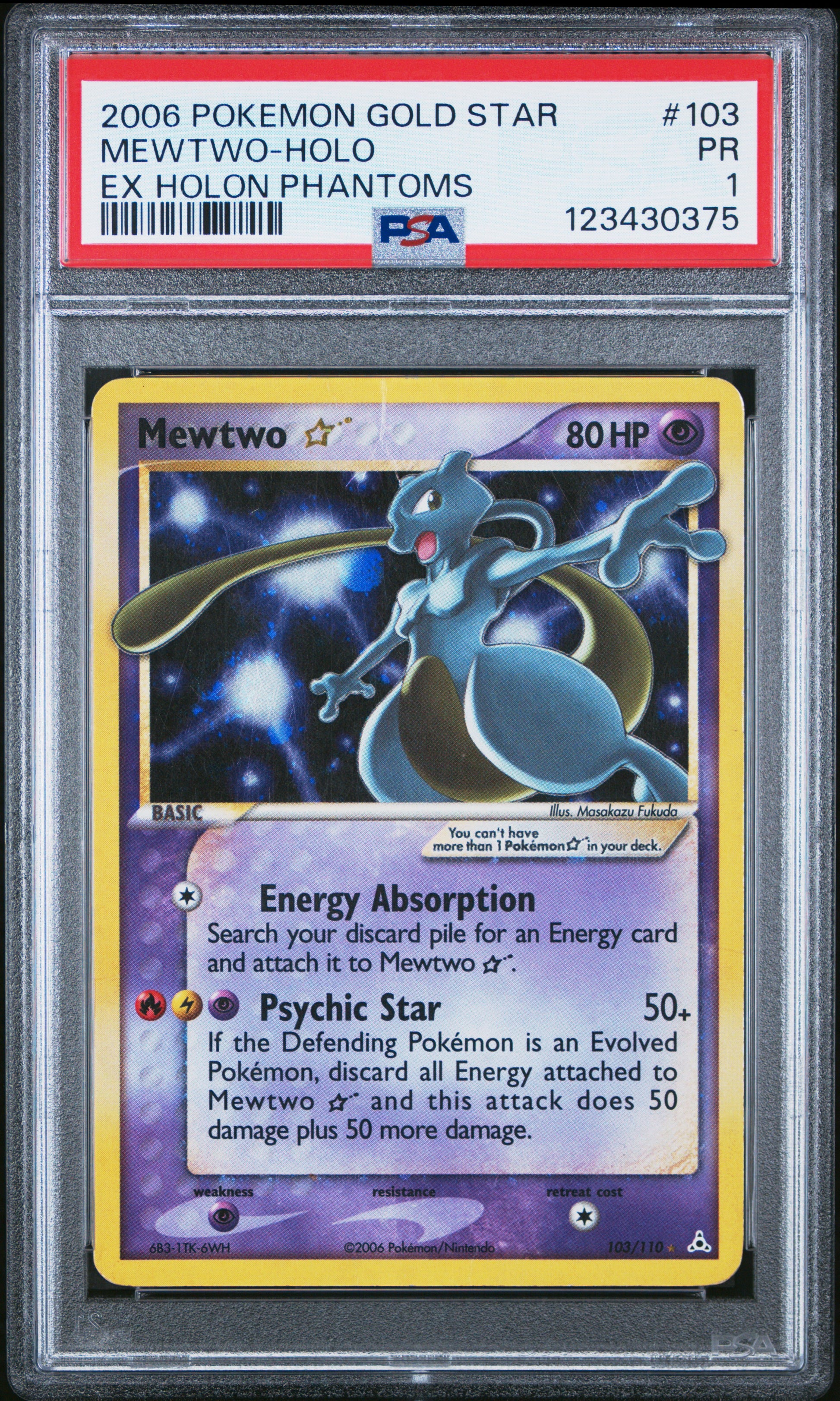 Mewtwo-Holo Ex Holon Phantoms Pokemon Ex Holon Phantoms 103 NM PSA 1