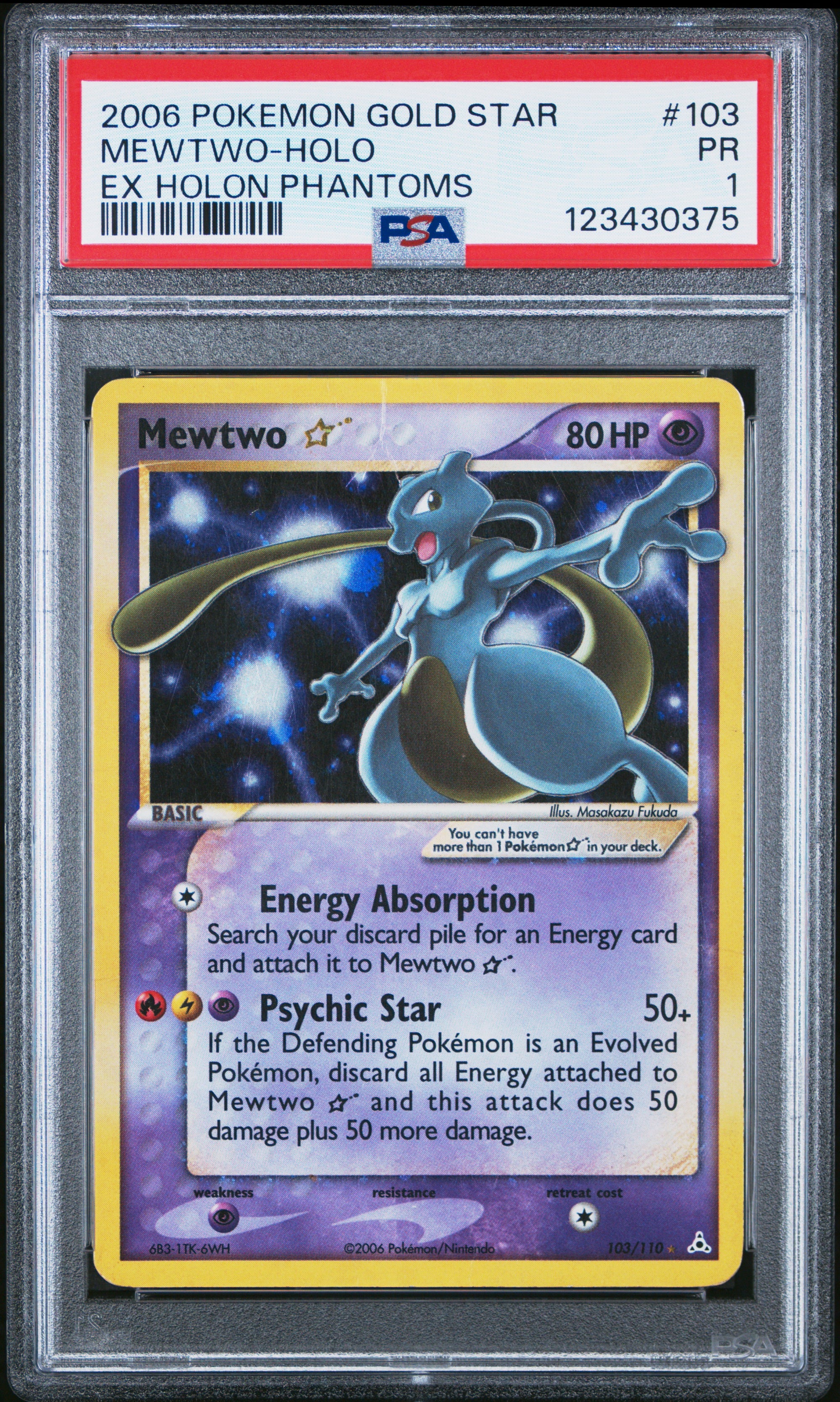 Mewtwo-Holo Ex Holon Phantoms Pokemon Ex Holon Phantoms 103 NM PSA 1