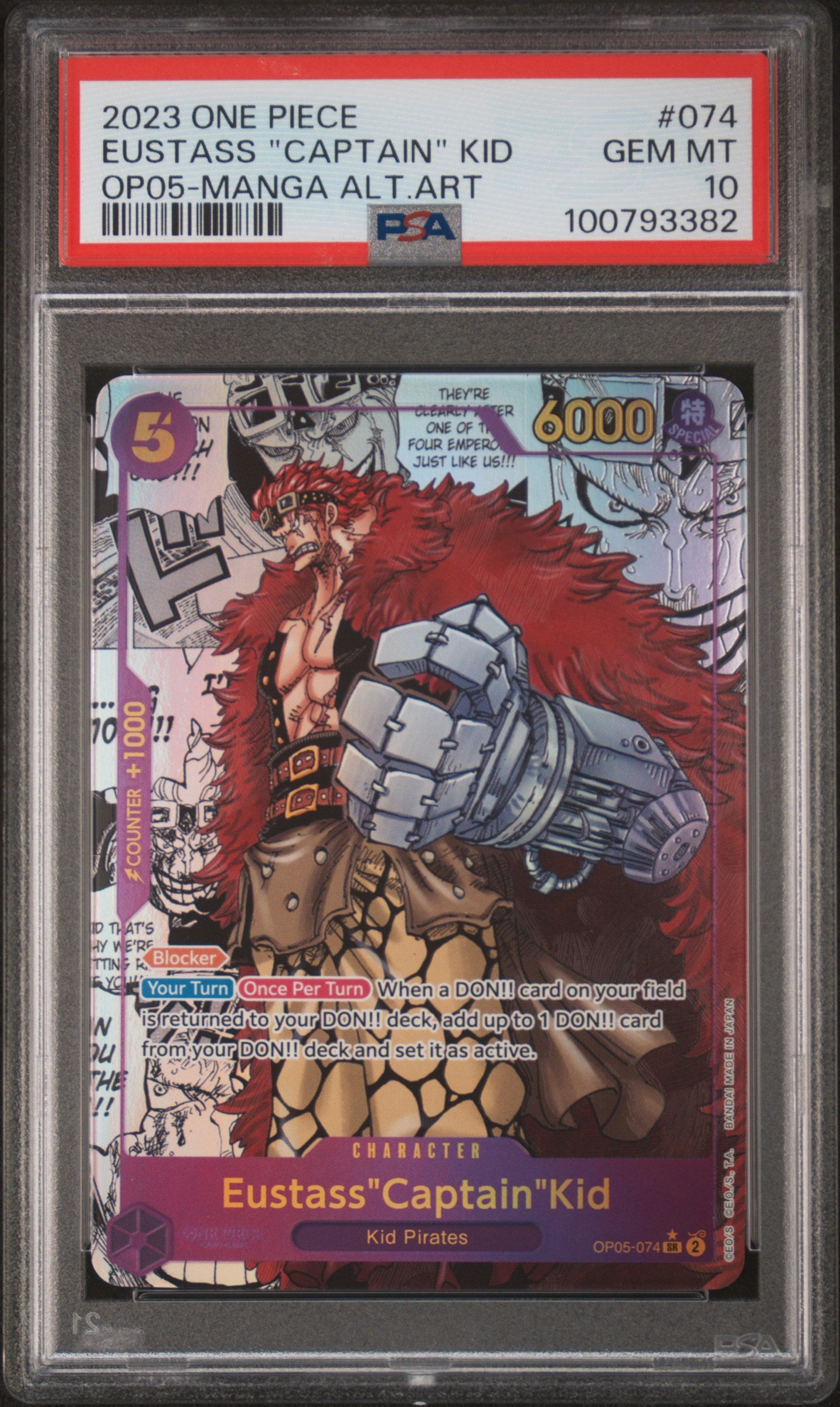 Eustass "Captain" Kid Manga Alternate Art One Piece Op05 PSA 10