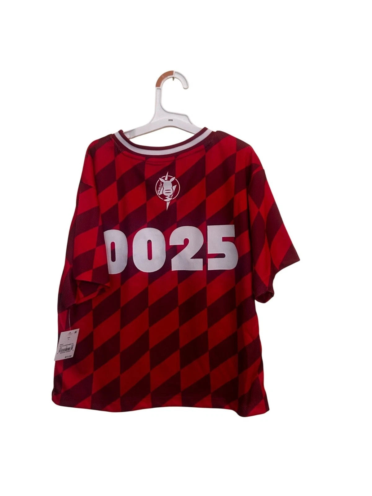 Pokemon Pikachu #0025 Soccer Jersey Red & Black Checkered Short Sleeve Kids