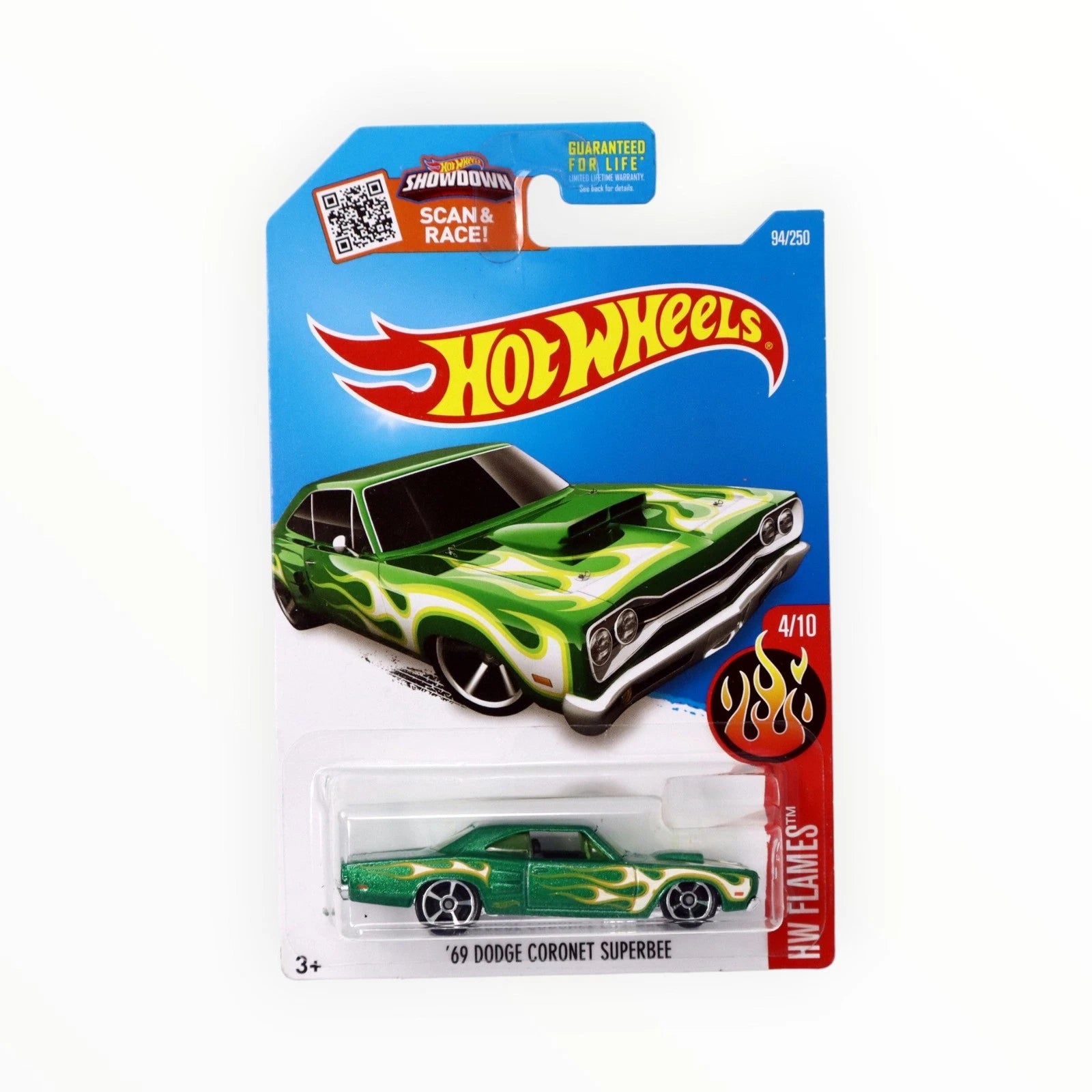 Hot Wheels '69 Dodge Coronet Superbee 94/250 - Green with flames