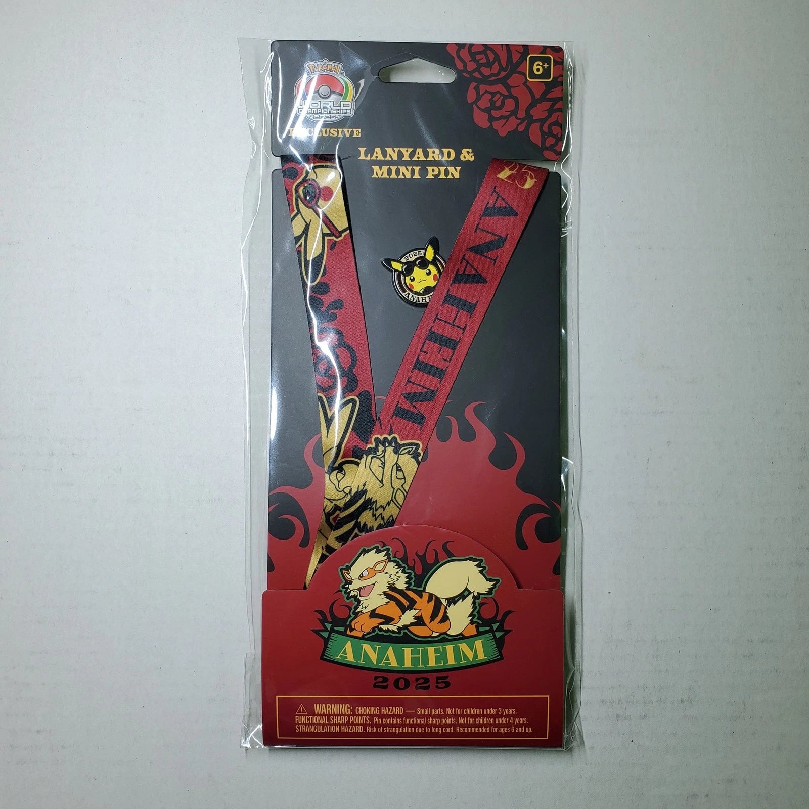 Pokemon World Championships Anaheim Arcanine Lanyard & Pin 2025 Pokemon Center