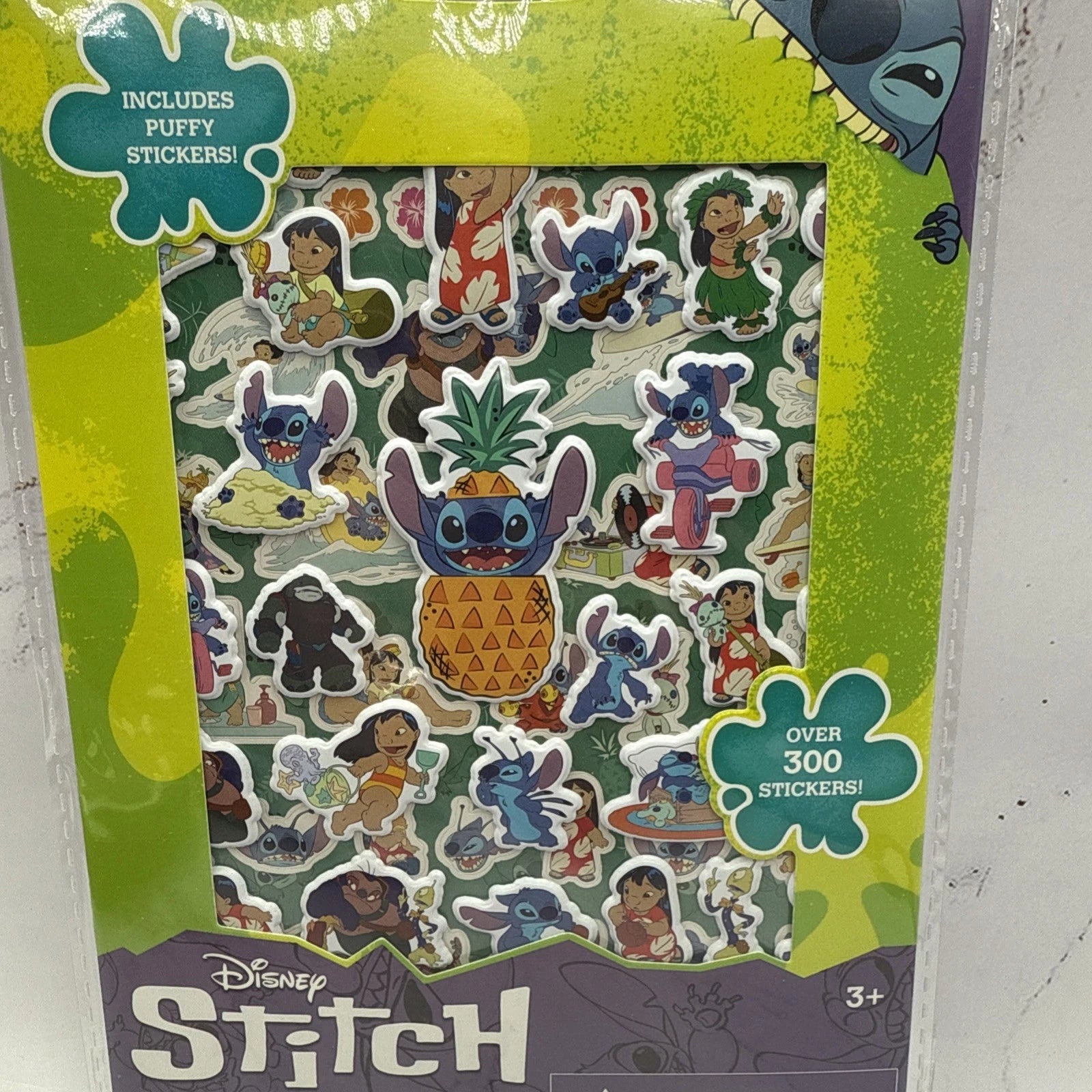NEW Disney Stitch Sticker Book 4 Sheets With Puffy Stickers Over 300 Stickers