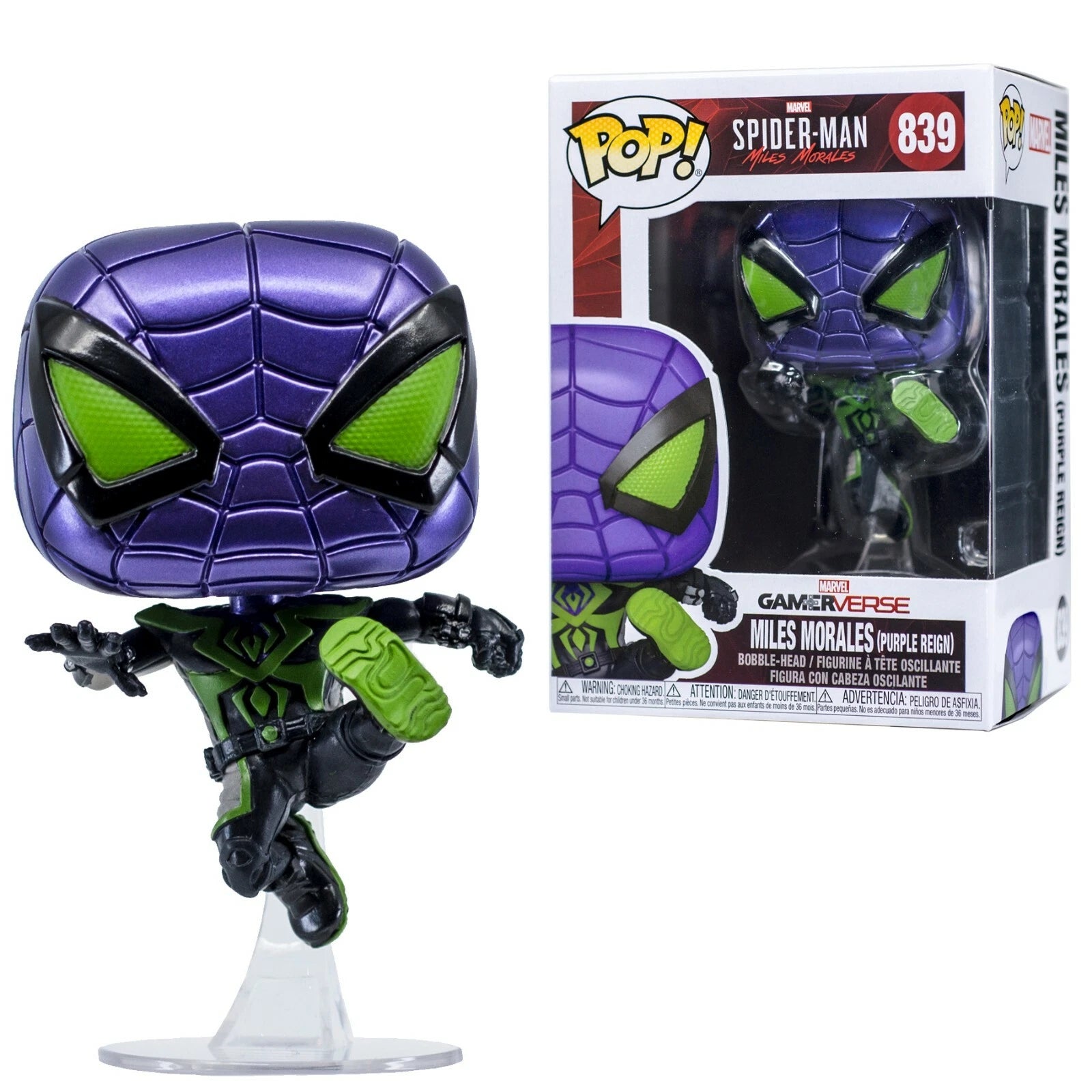 Spider-Man Miles Morales Purple Reign Funko Pop #839 Bobble-Head