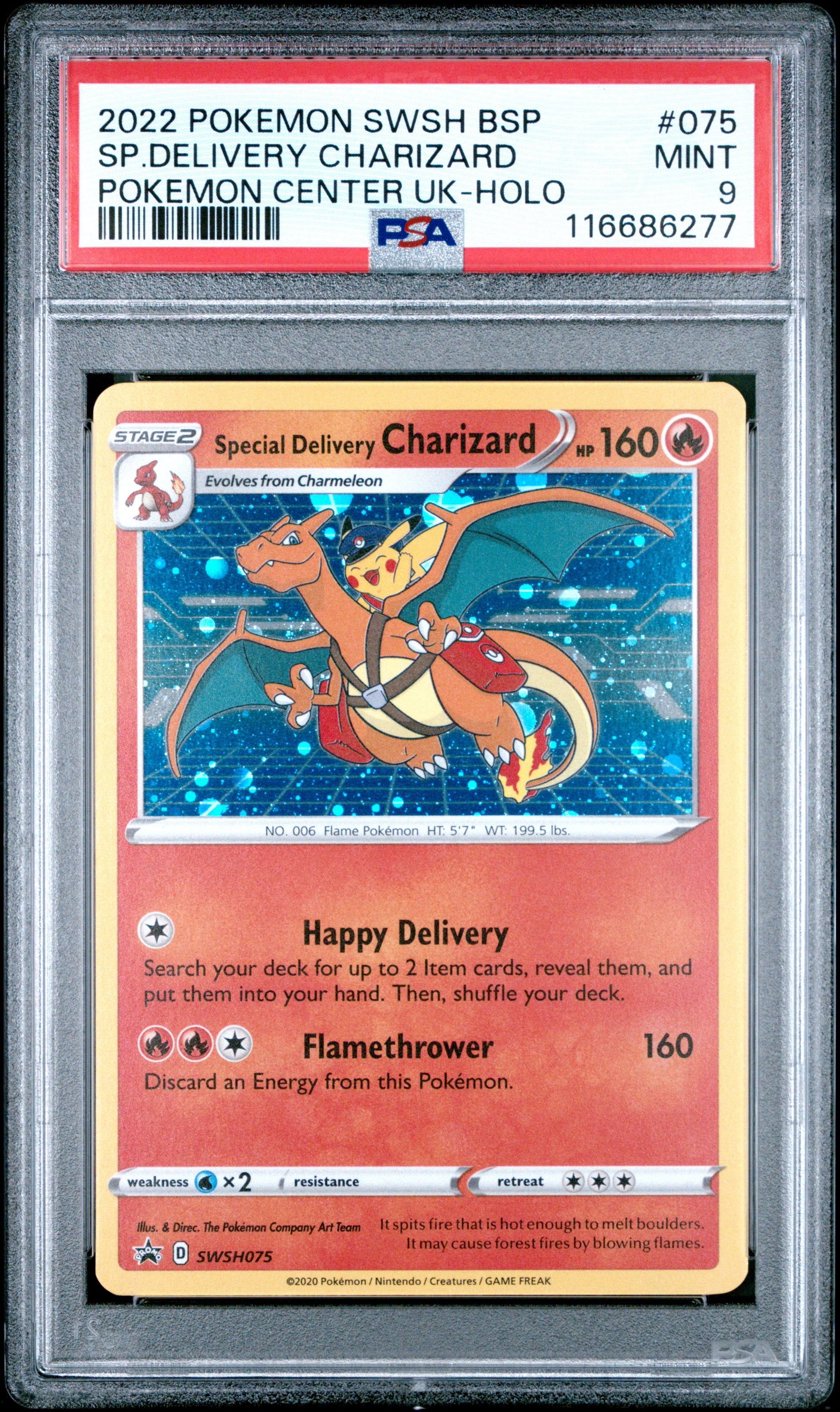Sp.Delivery Charizard Pokemon Center Uk-Holo 075 PSA 9