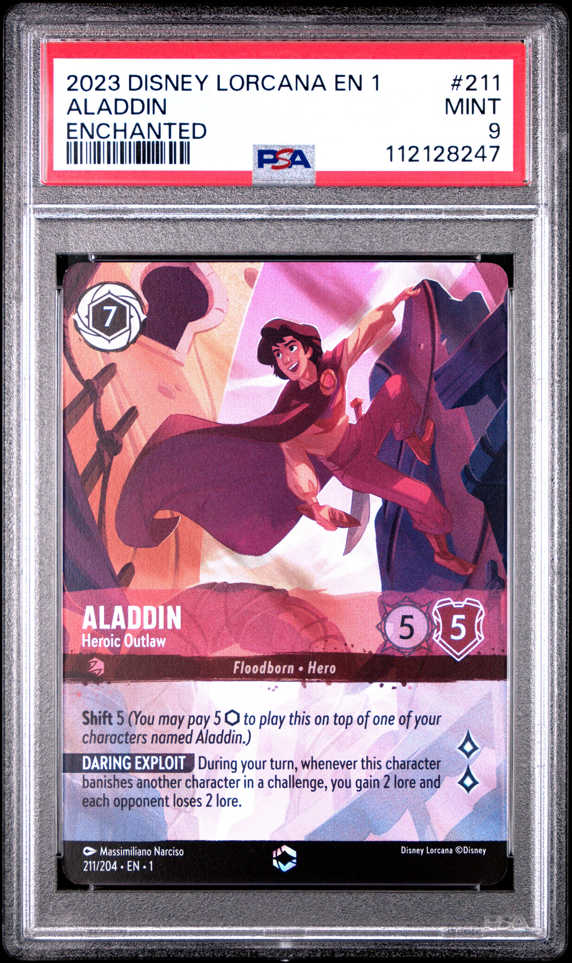 Aladdin Enchanted Disney Lorcana En 1-The First Chapter 211 NM PSA 9