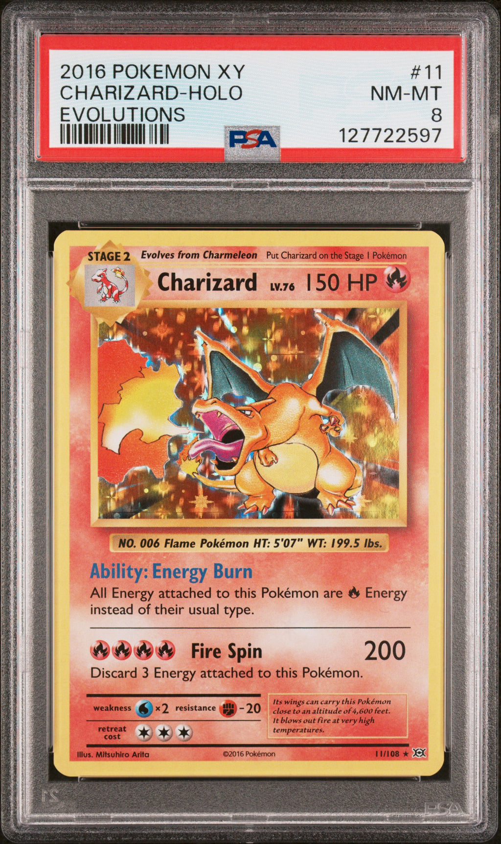 Charizard-Holo Evolutions Pokemon Xy Evolutions 11 NM PSA 8