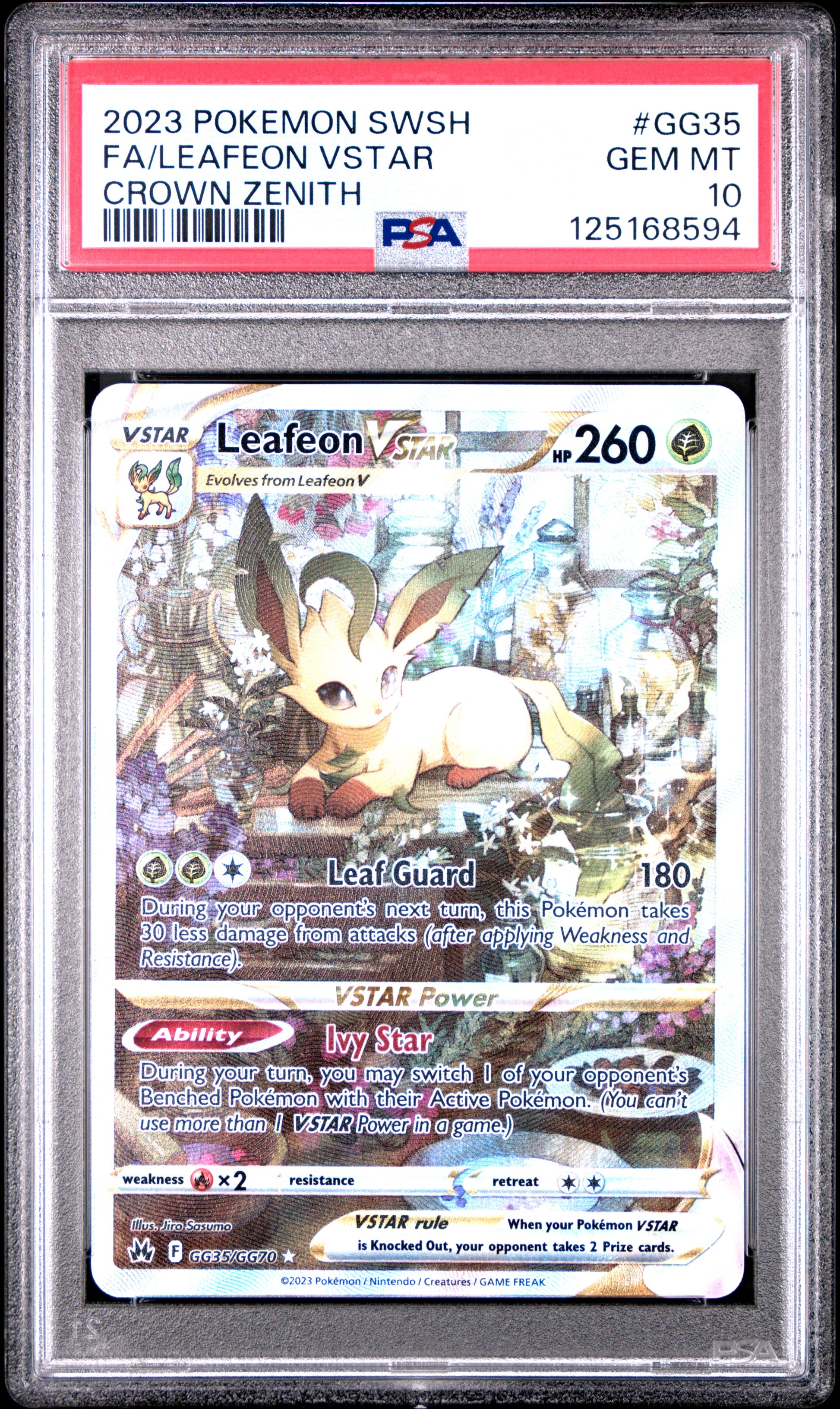 Fa/Leafeon Vstar Crown Zenith Pokemon Sword And Shield GG35 NM PSA 10